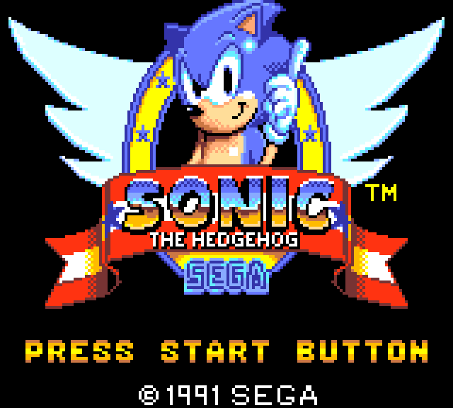 Sonic 1 Press Start screen with trademark symbol ™